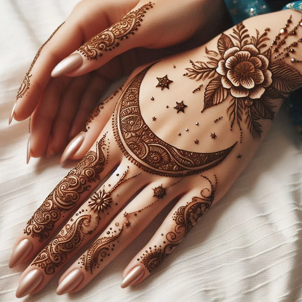 Arabic Moon Mehndi Design