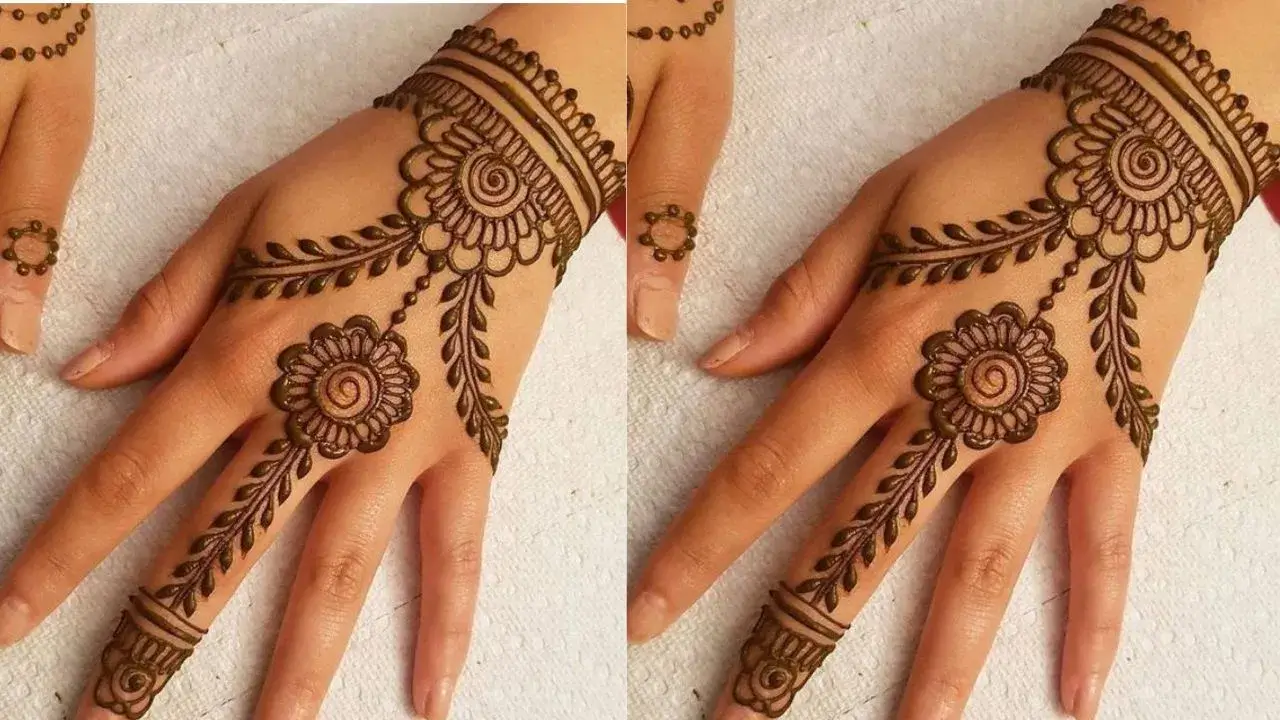 Khafif mehndi design back hand