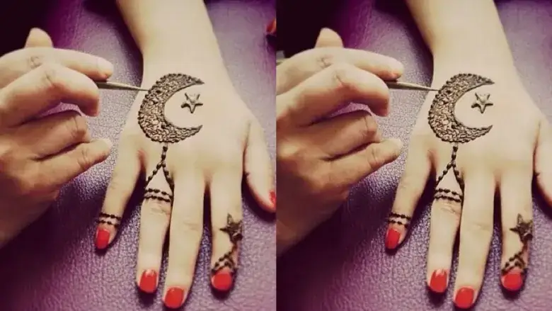 Mehndi Design with Moon Simple