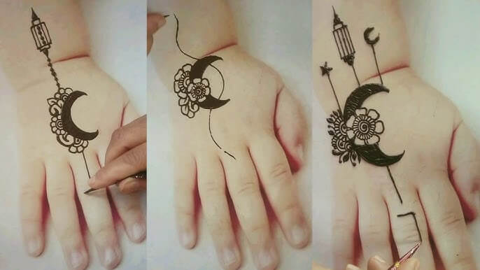 Mehndi Design with Moon Simple