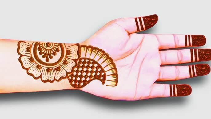 Mehndi Design with Moon Simple