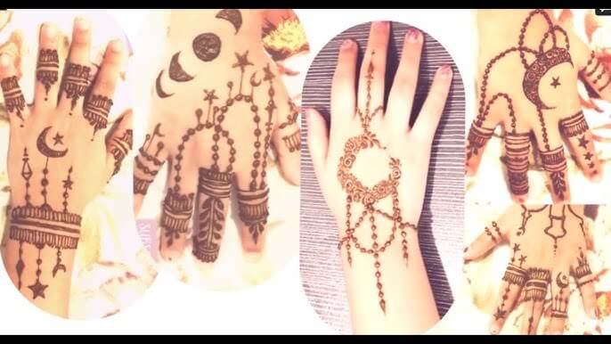 Mehndi Design with Moon Simple