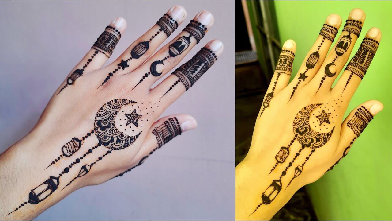 Eid Mehndi Design with Moon