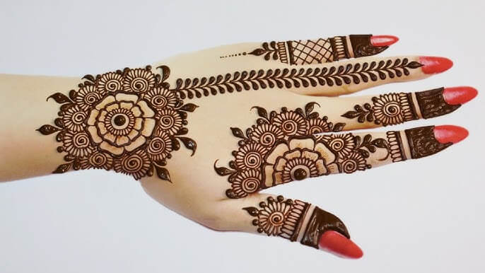 back hand mehndi design simple