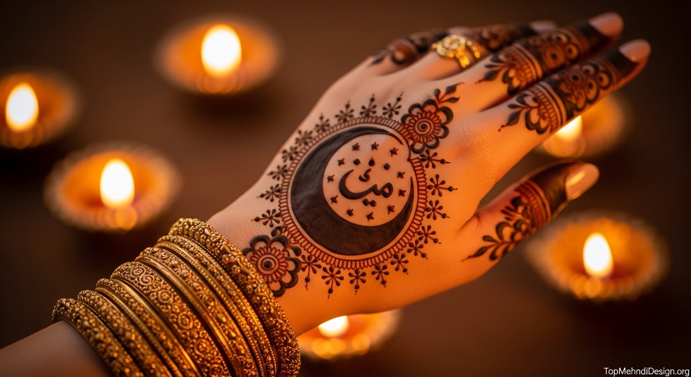 Arabic Karwa Chauth Mehndi Design