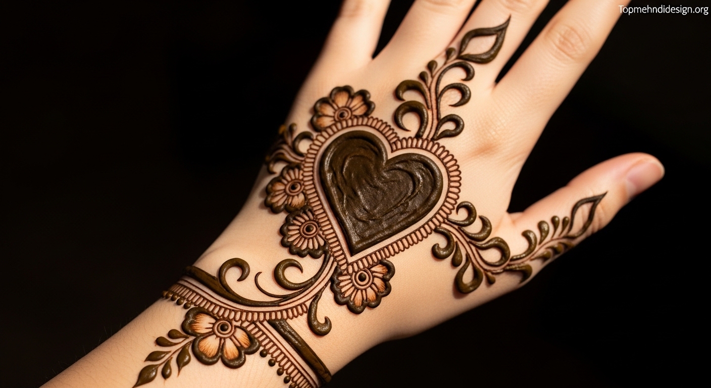 Heart Mehndi Design Simple 2026