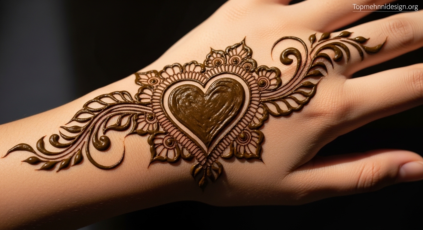 Heart Mehndi Design Simple 2026