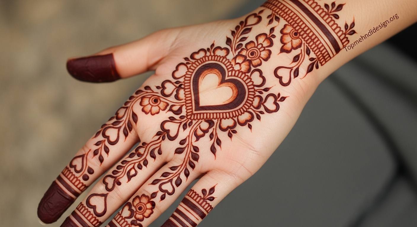 Heart Mehndi Design Simple 2026