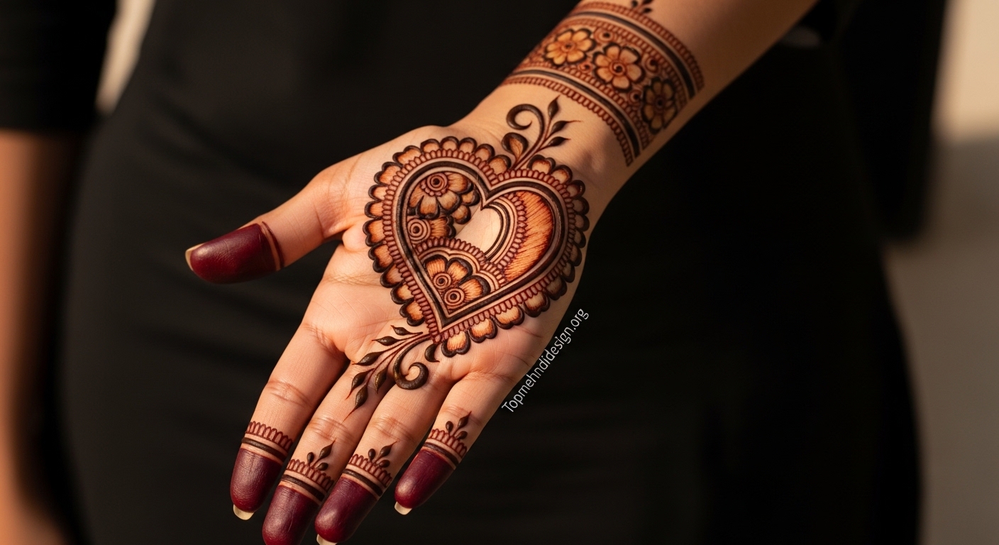 Heart Mehndi Design Simple 2026