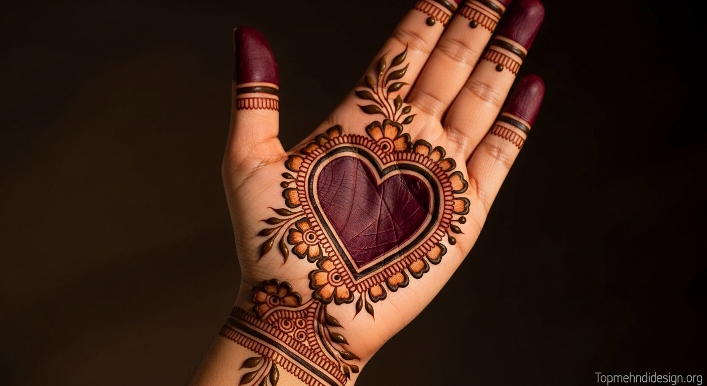 Heart Mehndi Design Simple 2026