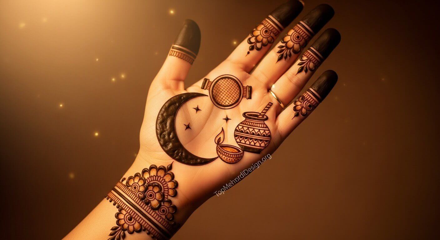 Karwa Chauth mehndi design back hand 2026