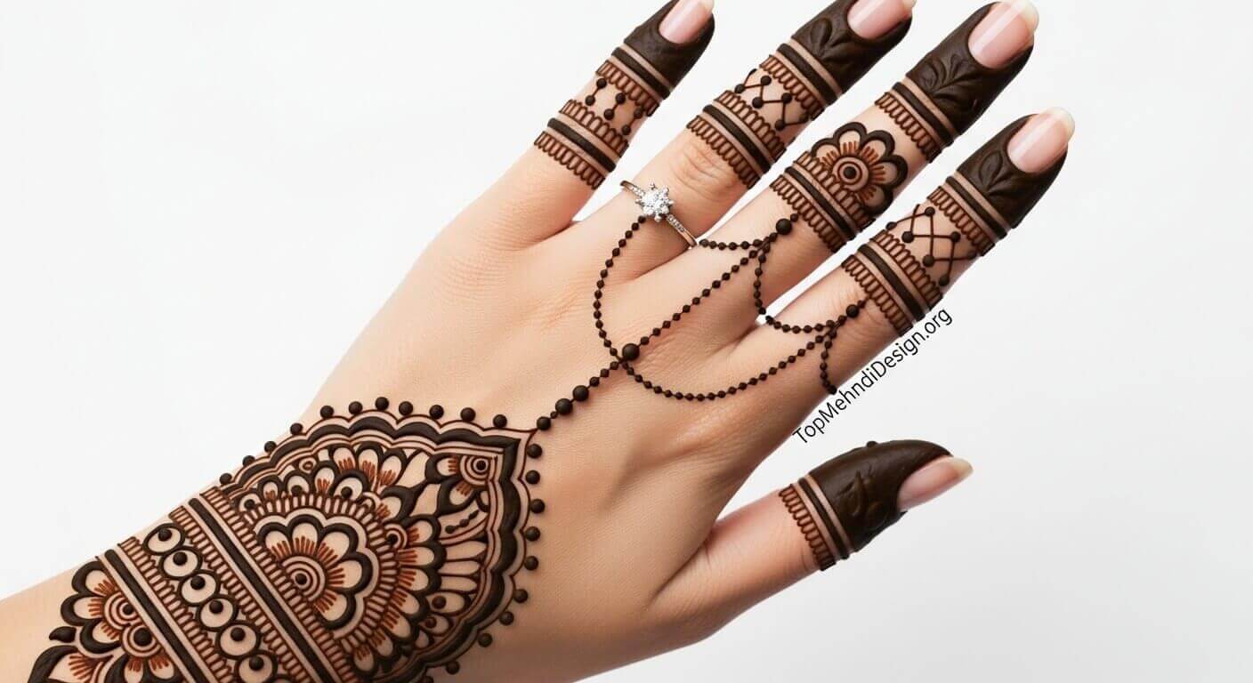 Karwa Chauth mehndi design back hand 2026