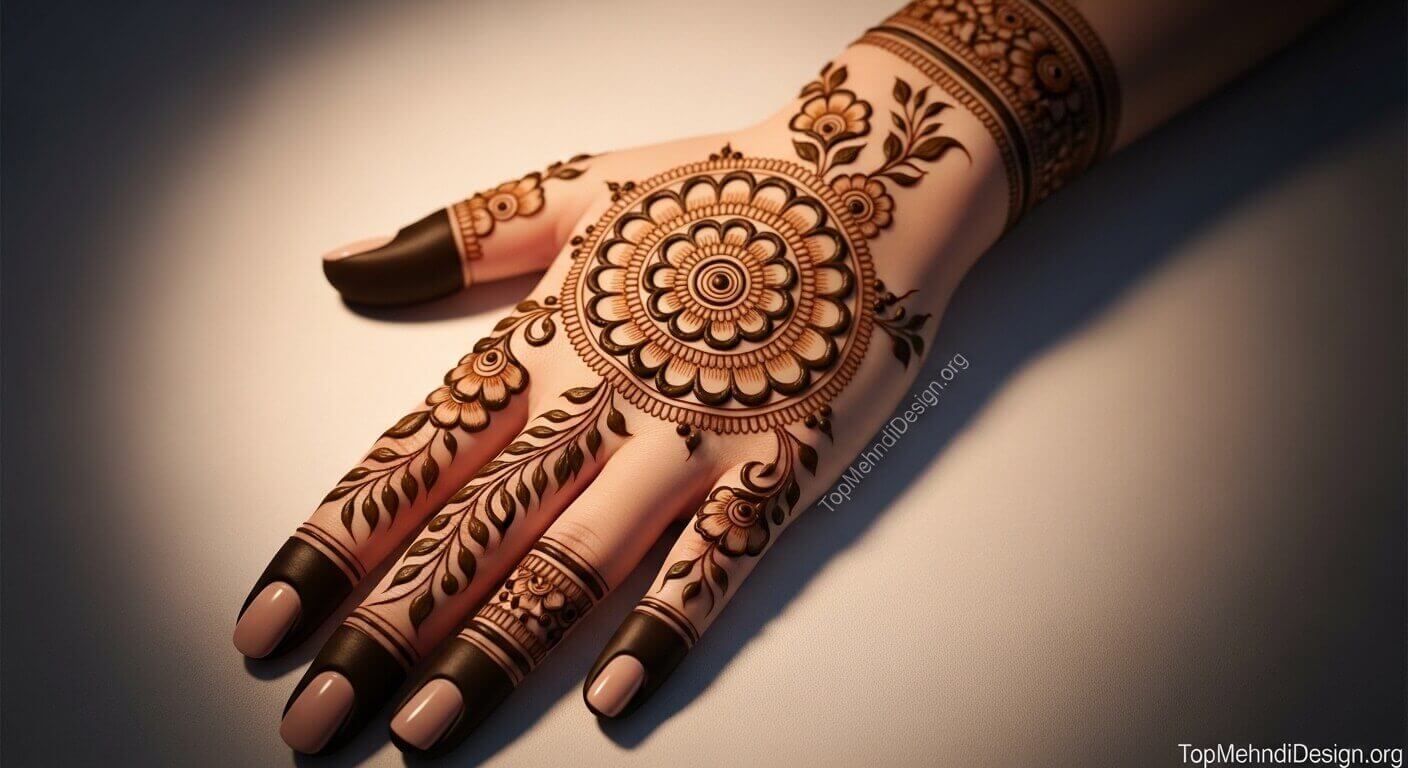 Karwa Chauth mehndi design back hand 2026