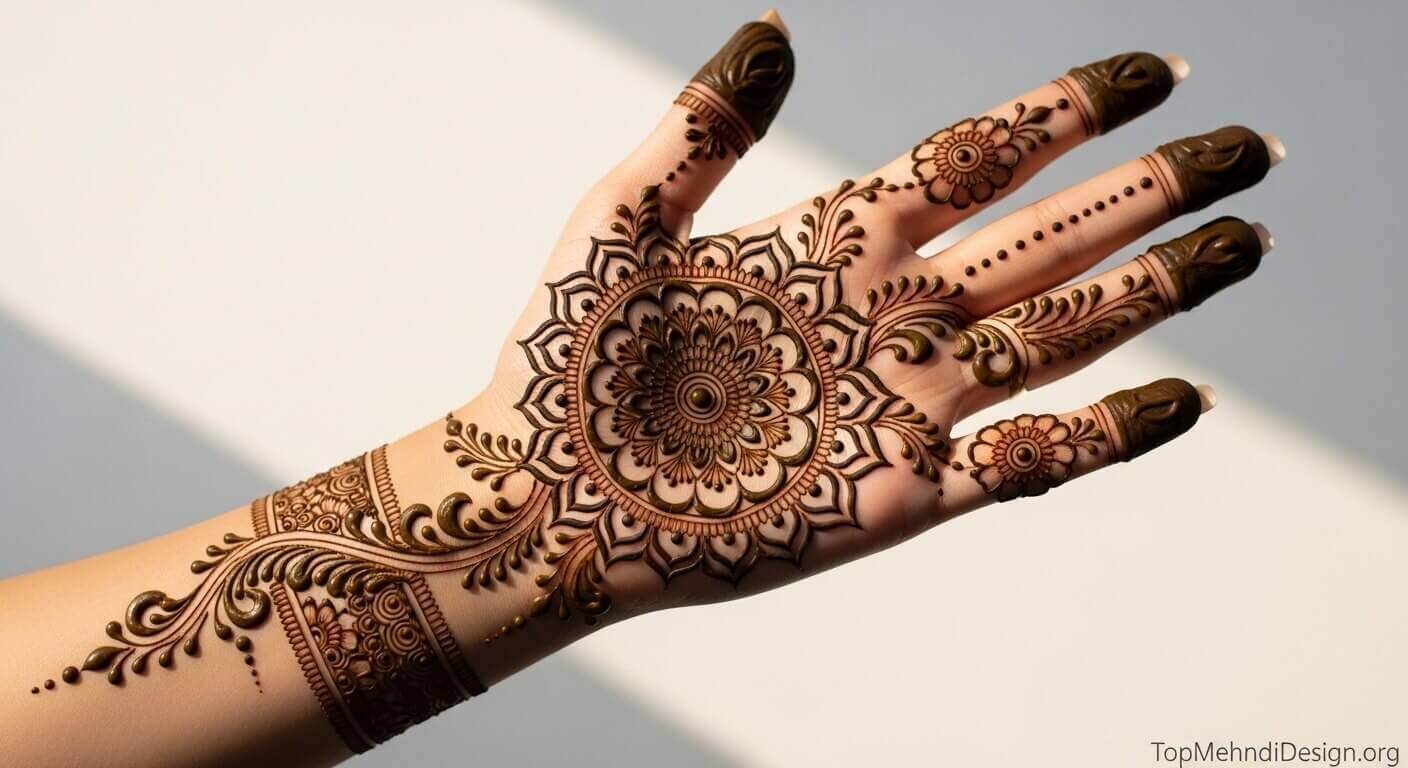 Karwa Chauth mehndi design back hand 2026