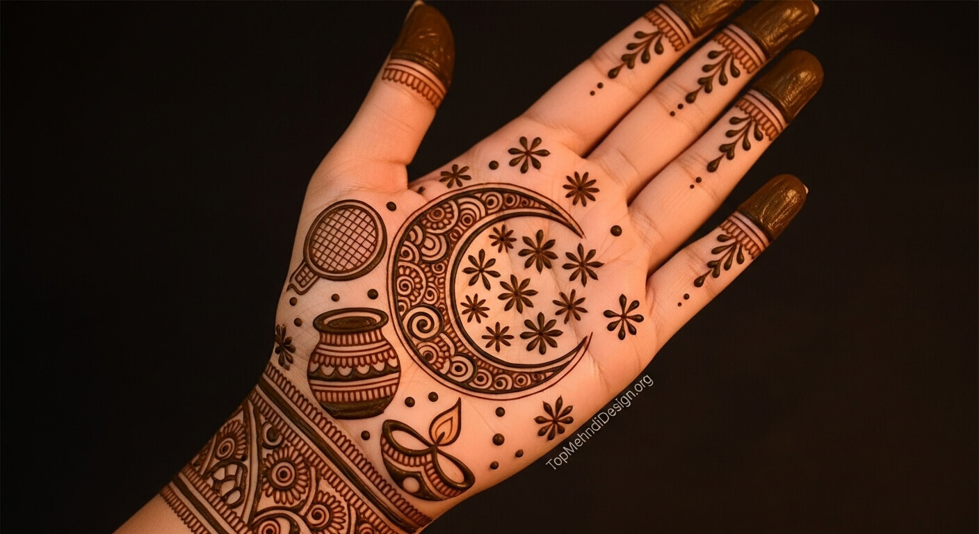 Beautiful Karwa Chauth Mehndi Design 2026