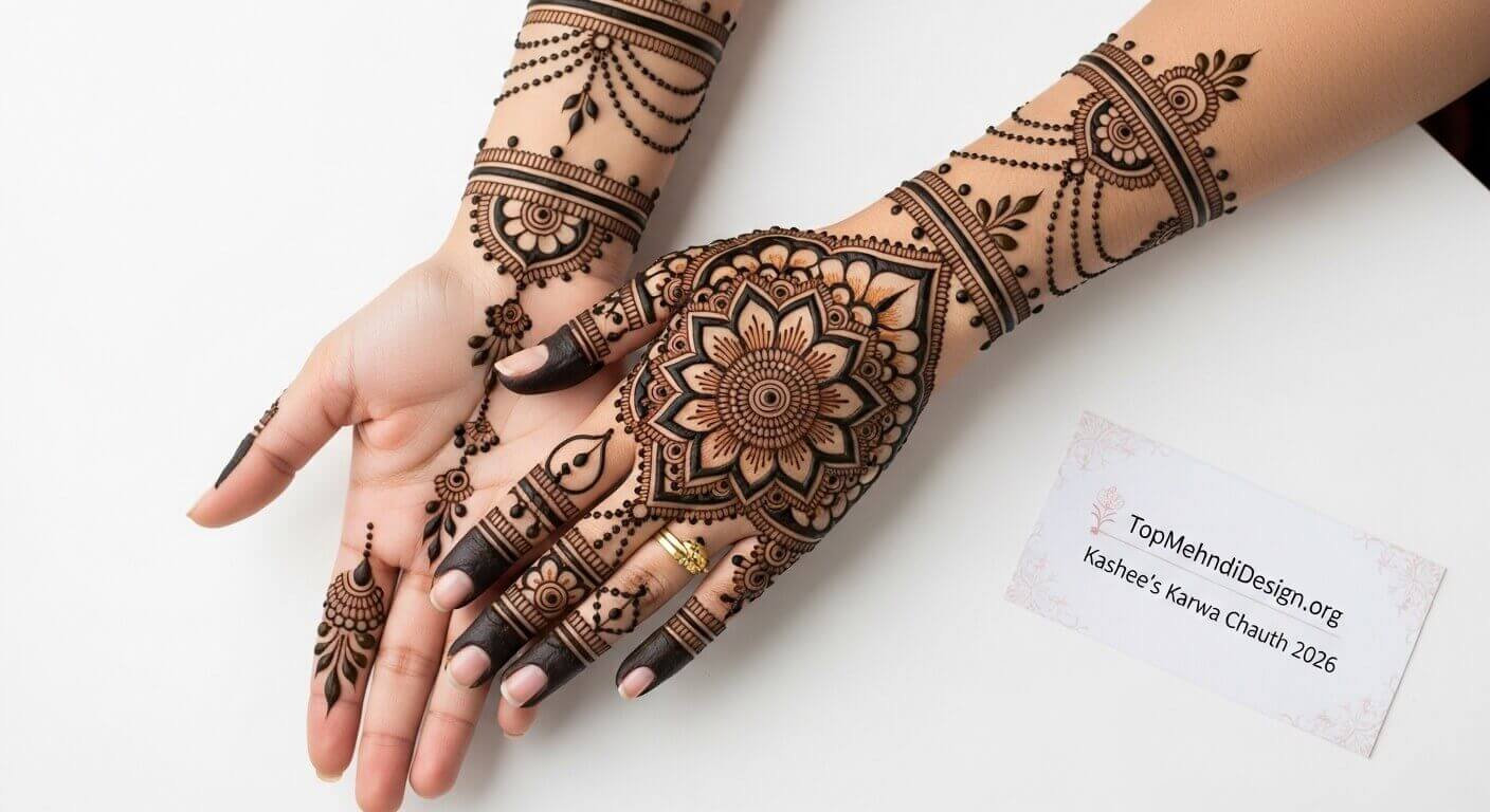Kashees Mehndi Design for Karwa Chauth 2026