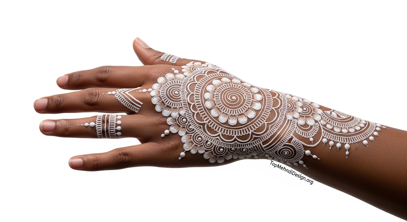 White Mehndi Design 2026