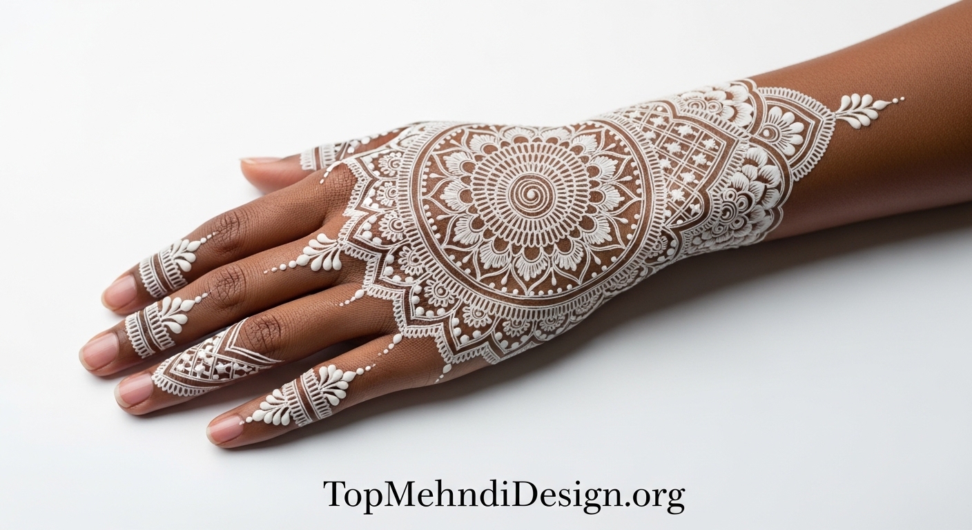 White Mehndi Design 2026