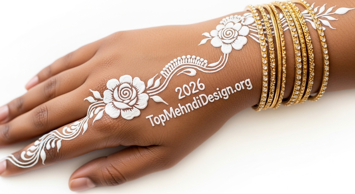 White Mehndi Design 2026