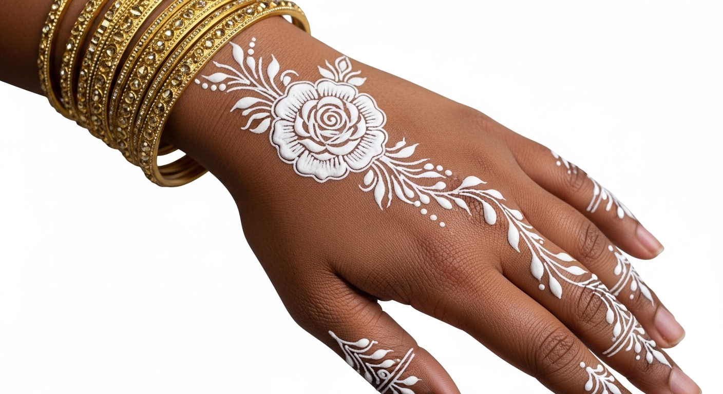 White Mehndi Design 2026