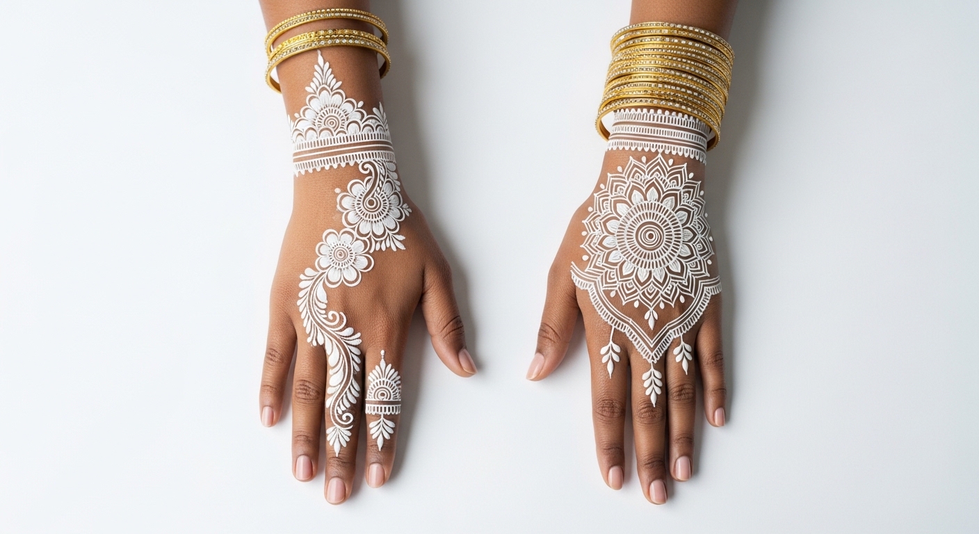 White Mehndi Design 2026