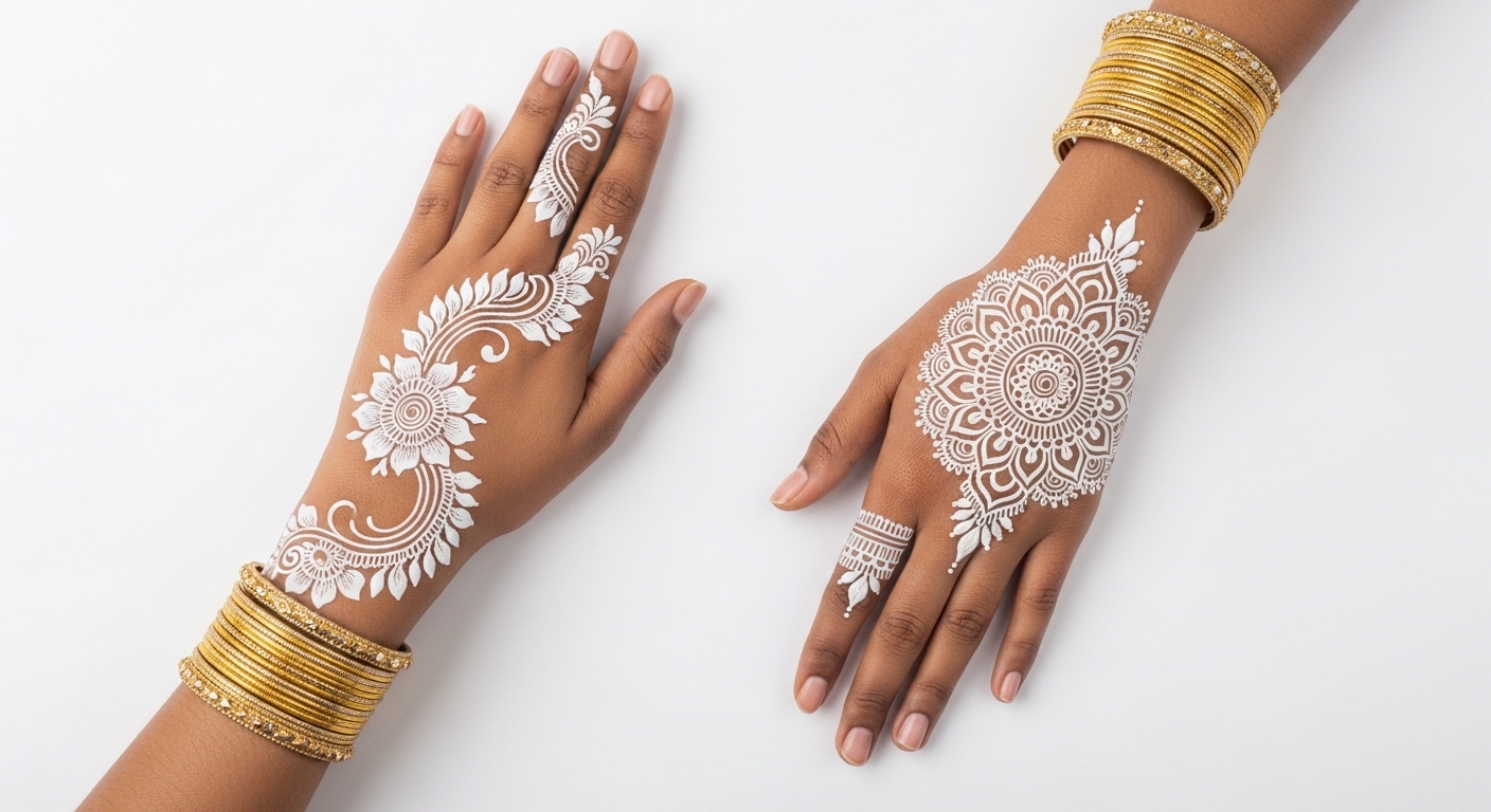White Mehndi Design 2026