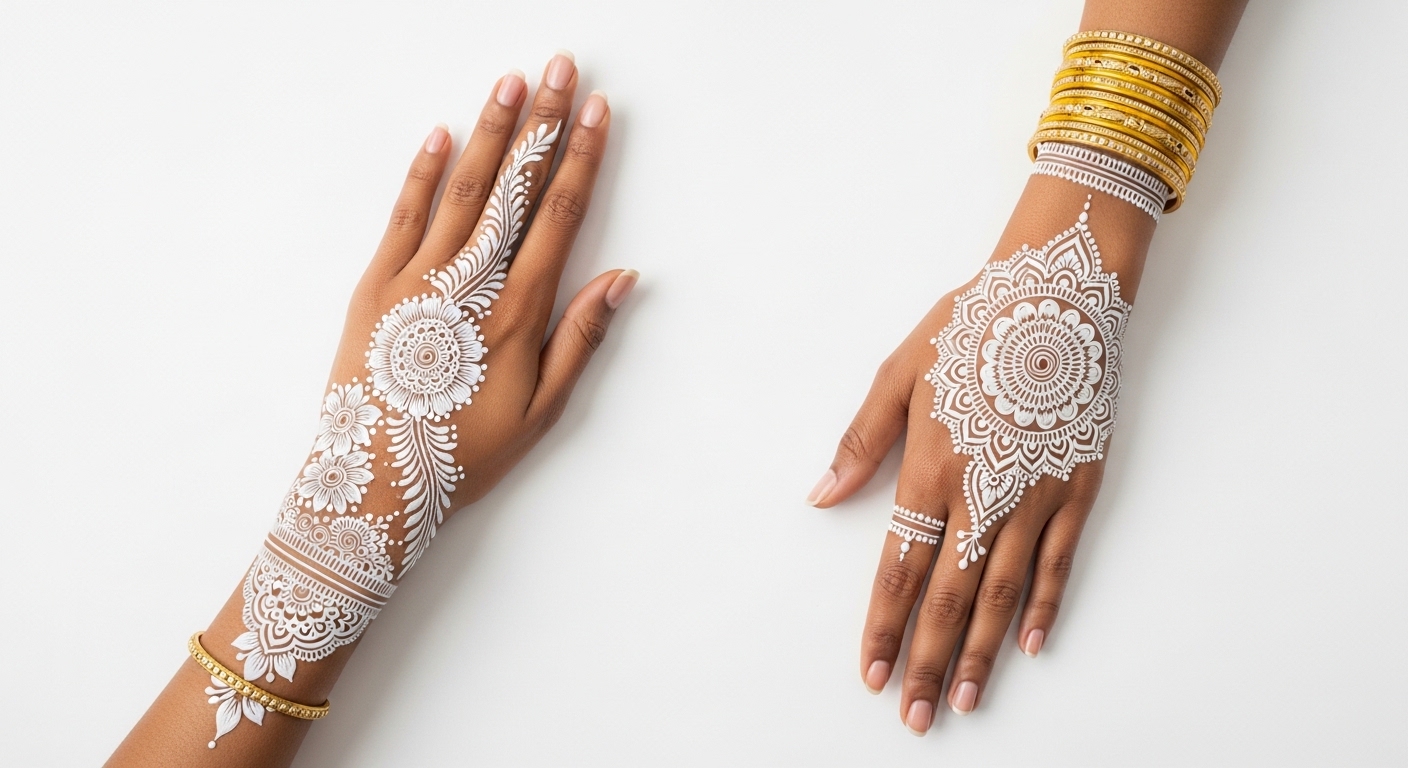 White Mehndi Design 2026