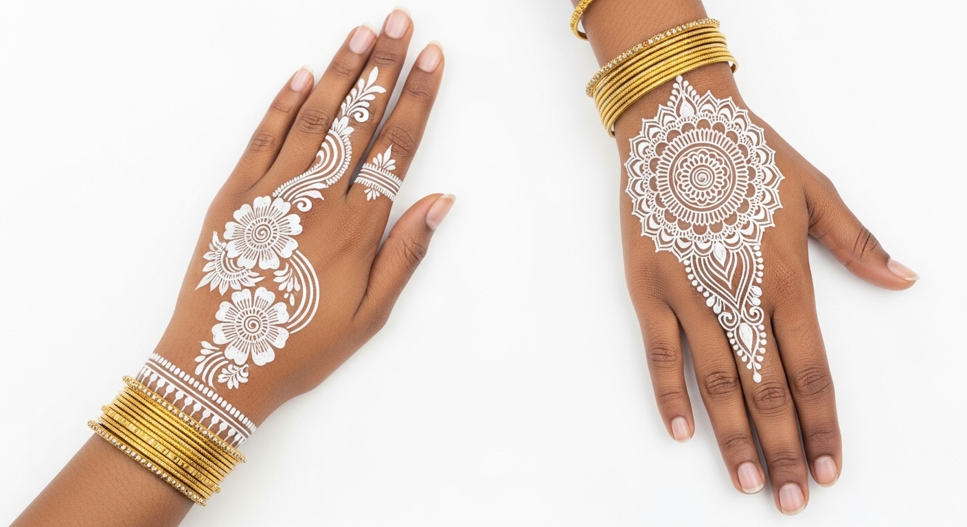 White Mehndi Design 2026
