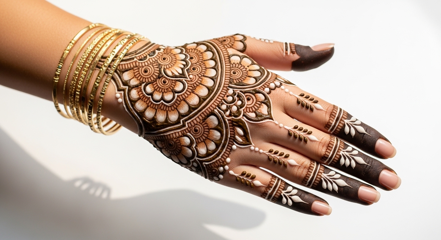 White Mehndi Design 2026