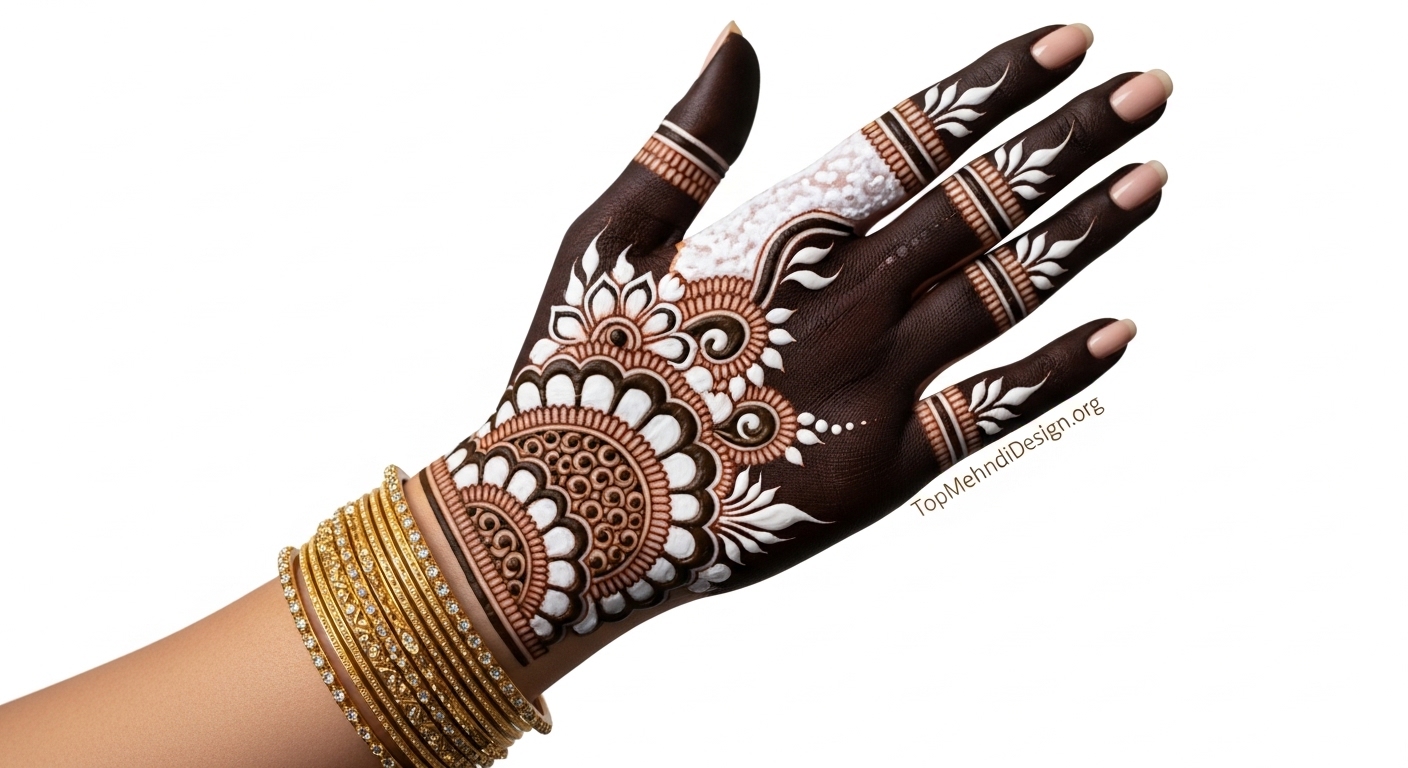 White Mehndi Design 2026