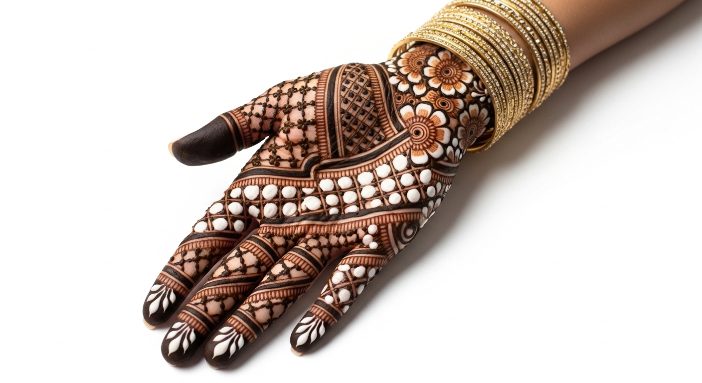 White Mehndi Design 2026