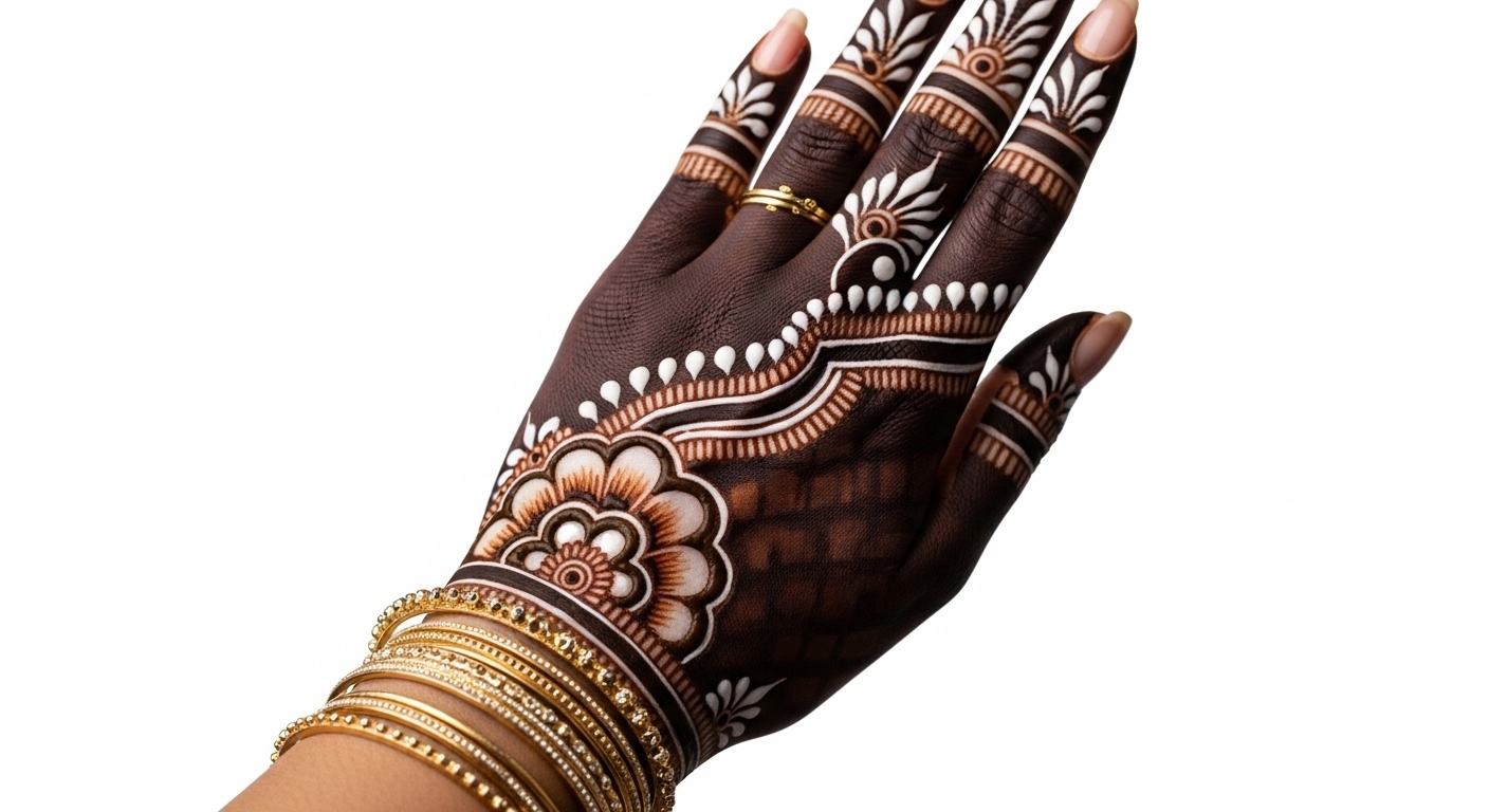White Mehndi Design 2026