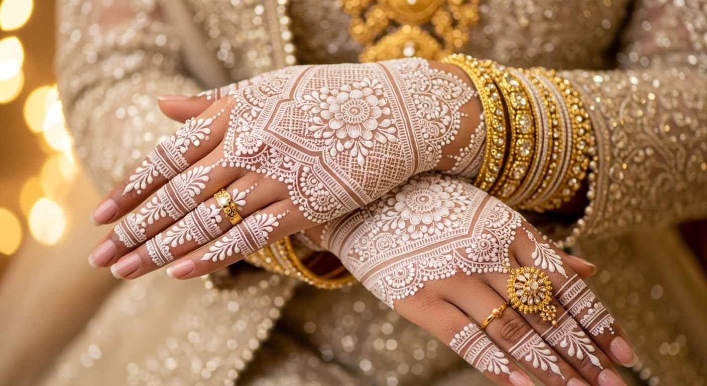 White Mehndi Design 2026