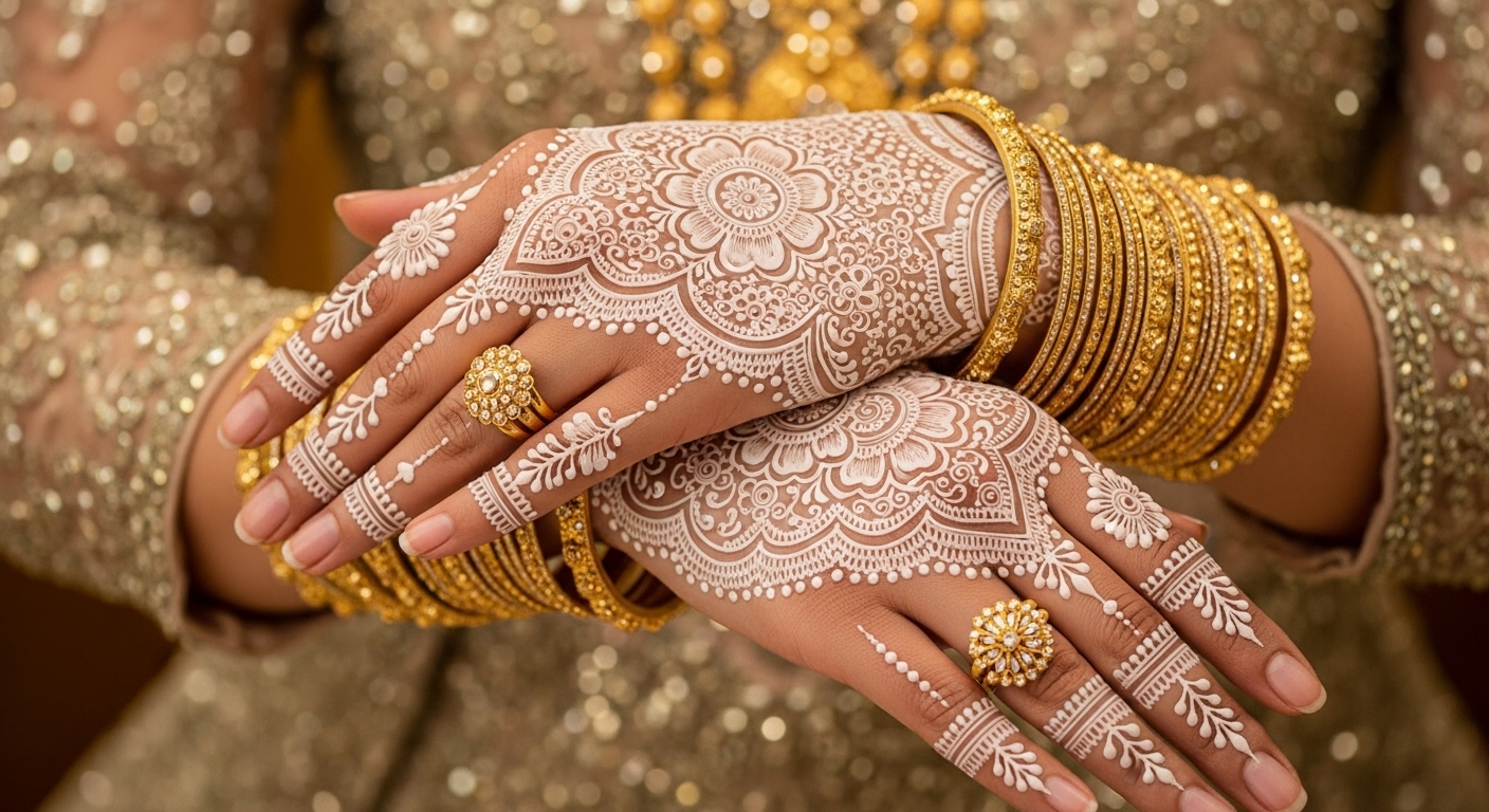 White Mehndi Design 2026