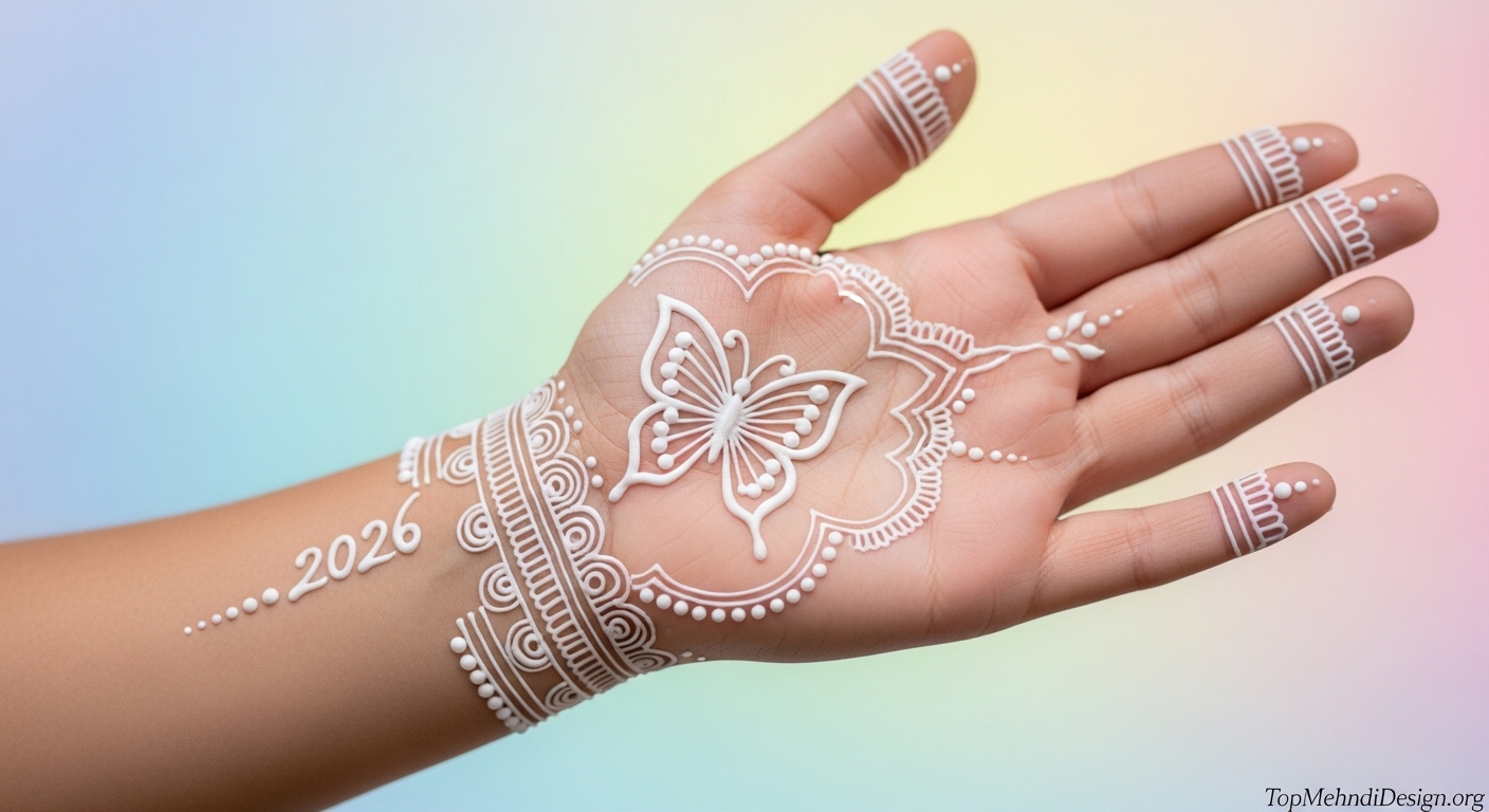 White Mehndi Design 2026