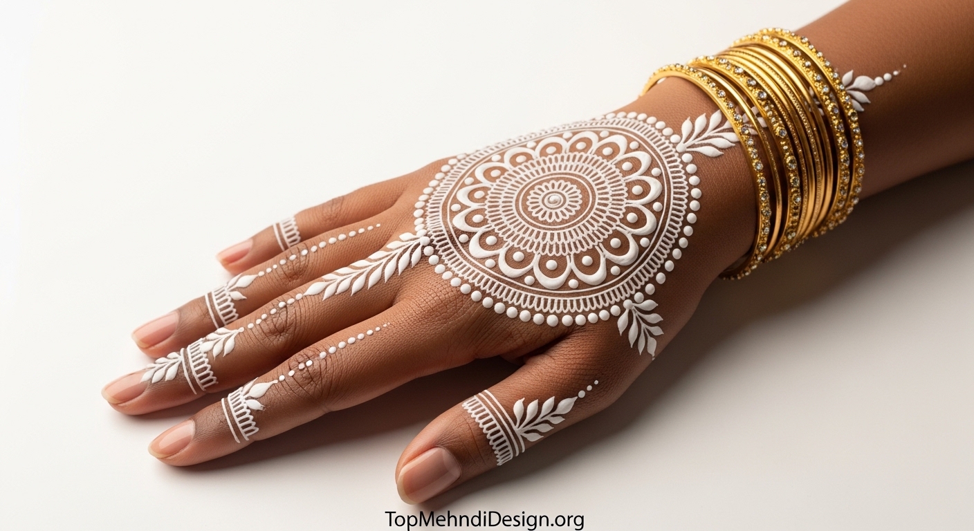 White Mehndi Design 2026
