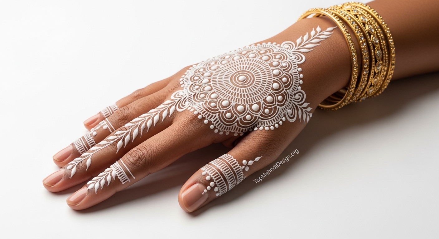 White Mehndi Design 2026