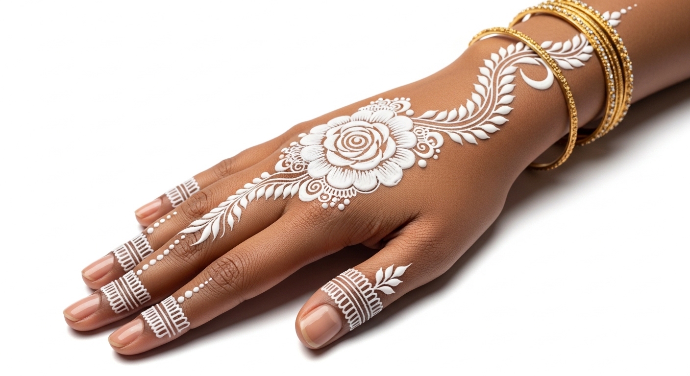 White Mehndi Design 2026