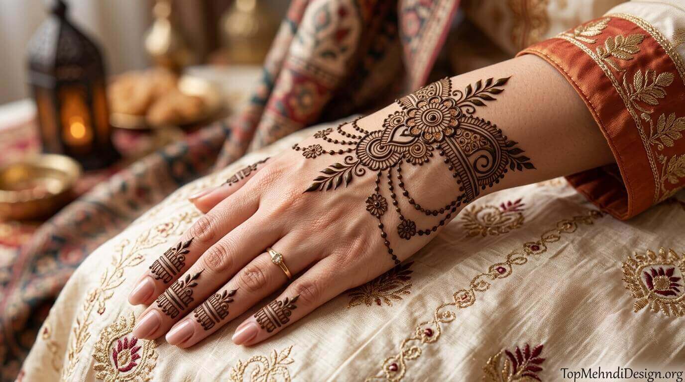 Chain Bracelet Mehndi Design for Eid ul Adha 2026