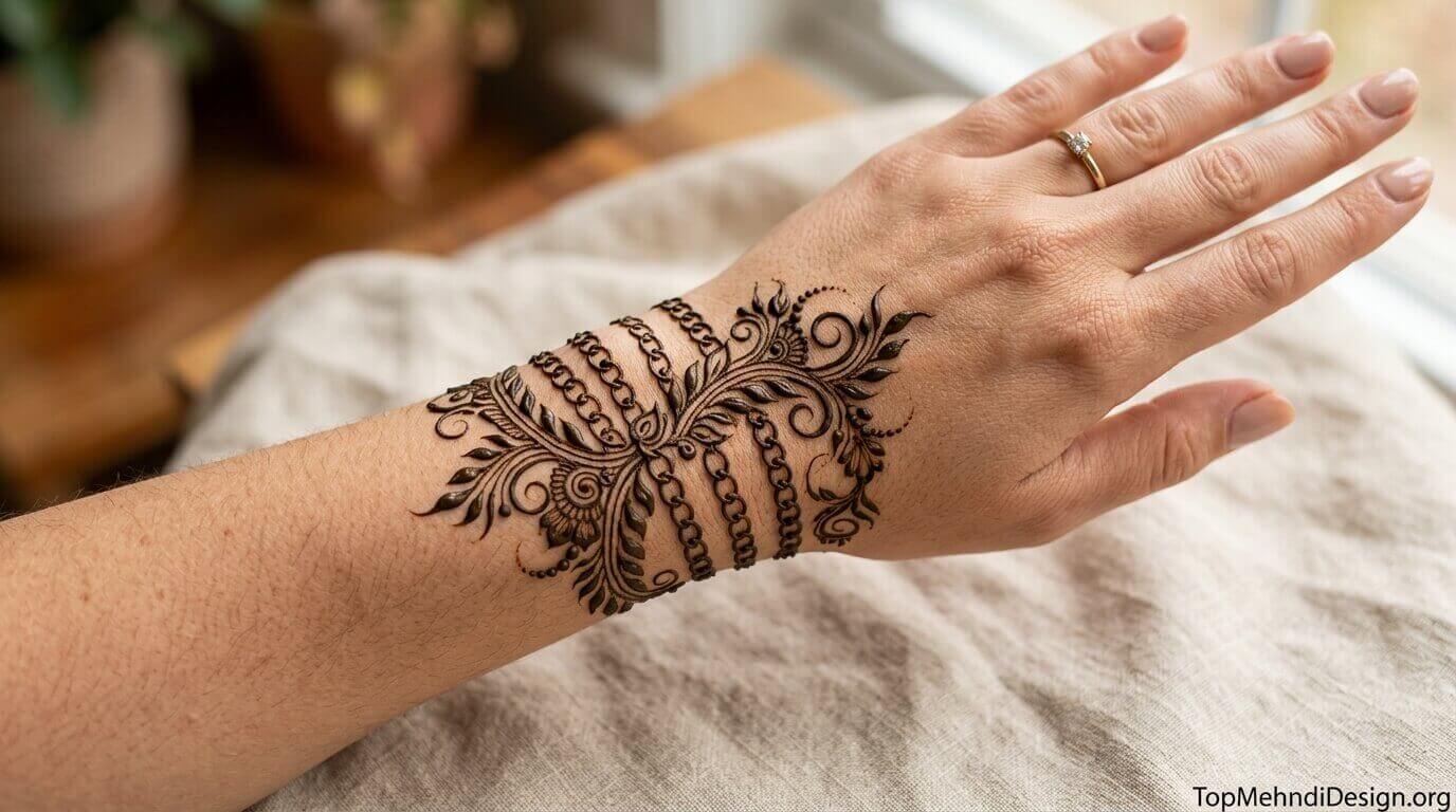 Chain Bracelet Mehndi Design for Eid ul Adha 2026