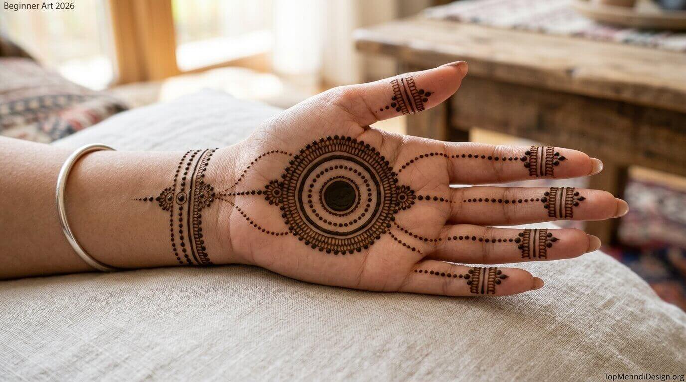Gol Tikki Mehndi Design Simple 2026