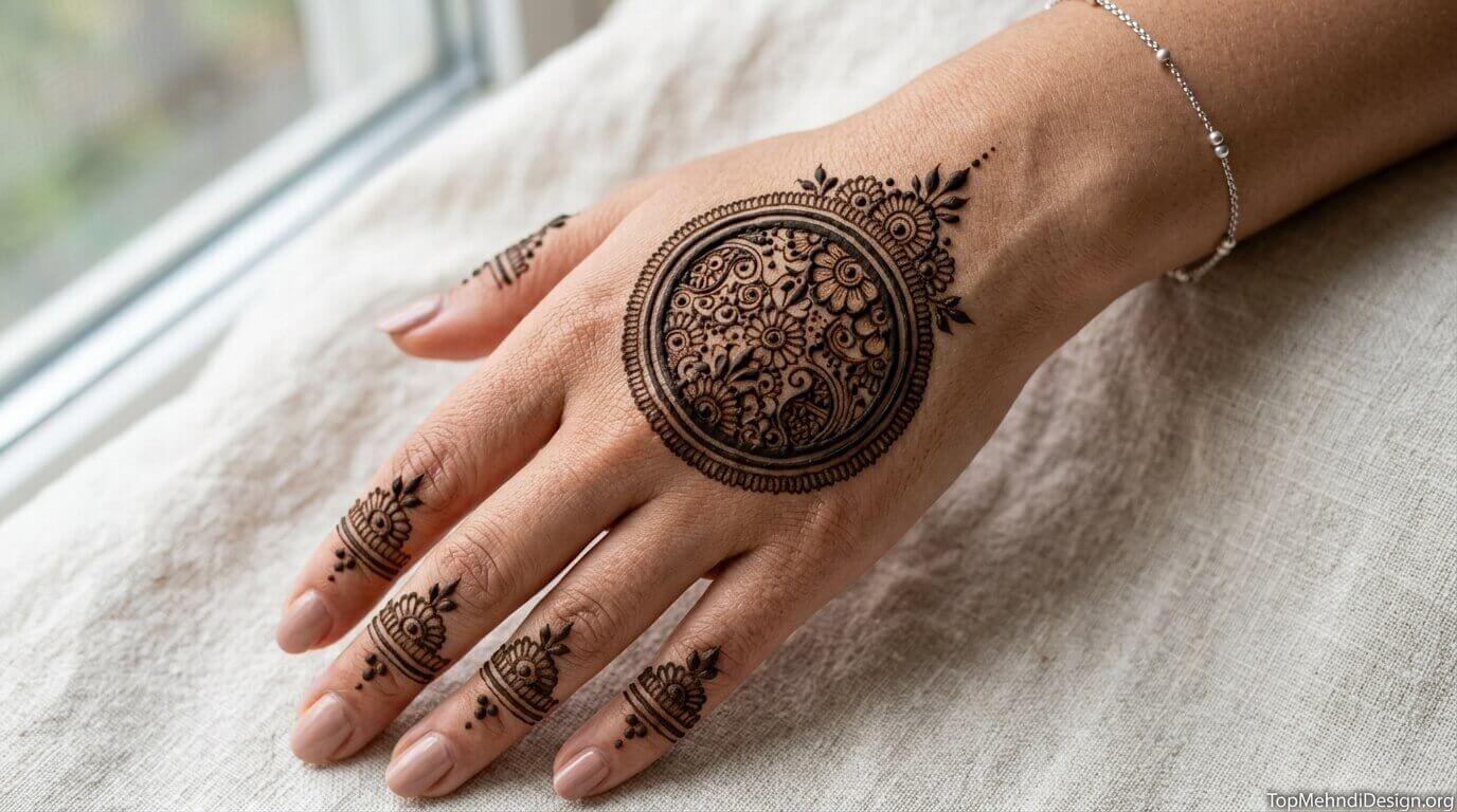Gol Tikki Mehndi Design Simple 2026