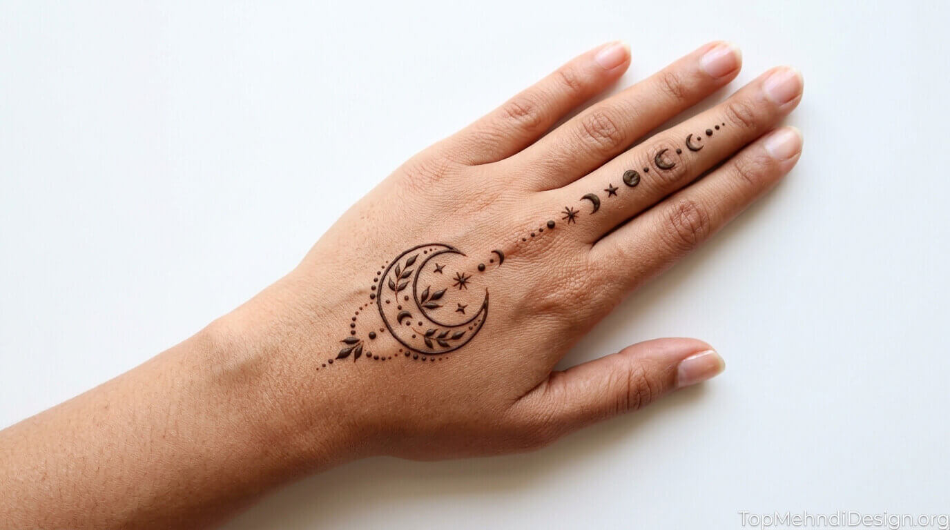 Moon Mehndi Design Simple Easy 2026