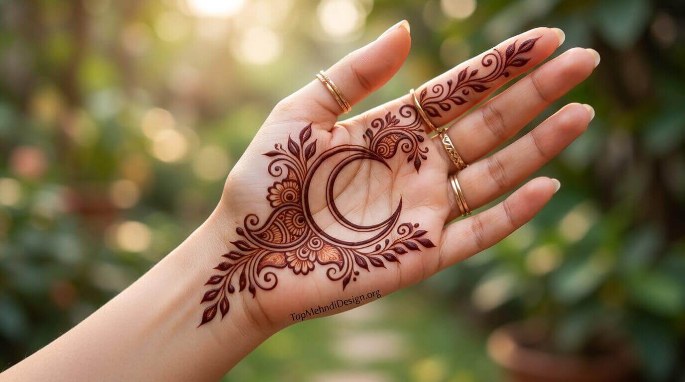 Moon Mehndi Design Simple Easy 2026