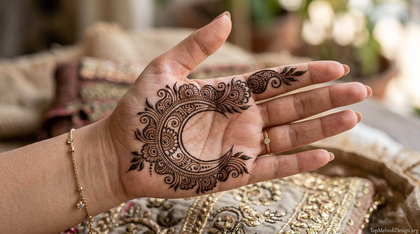 Moon Mehndi Design Simple Easy 2026