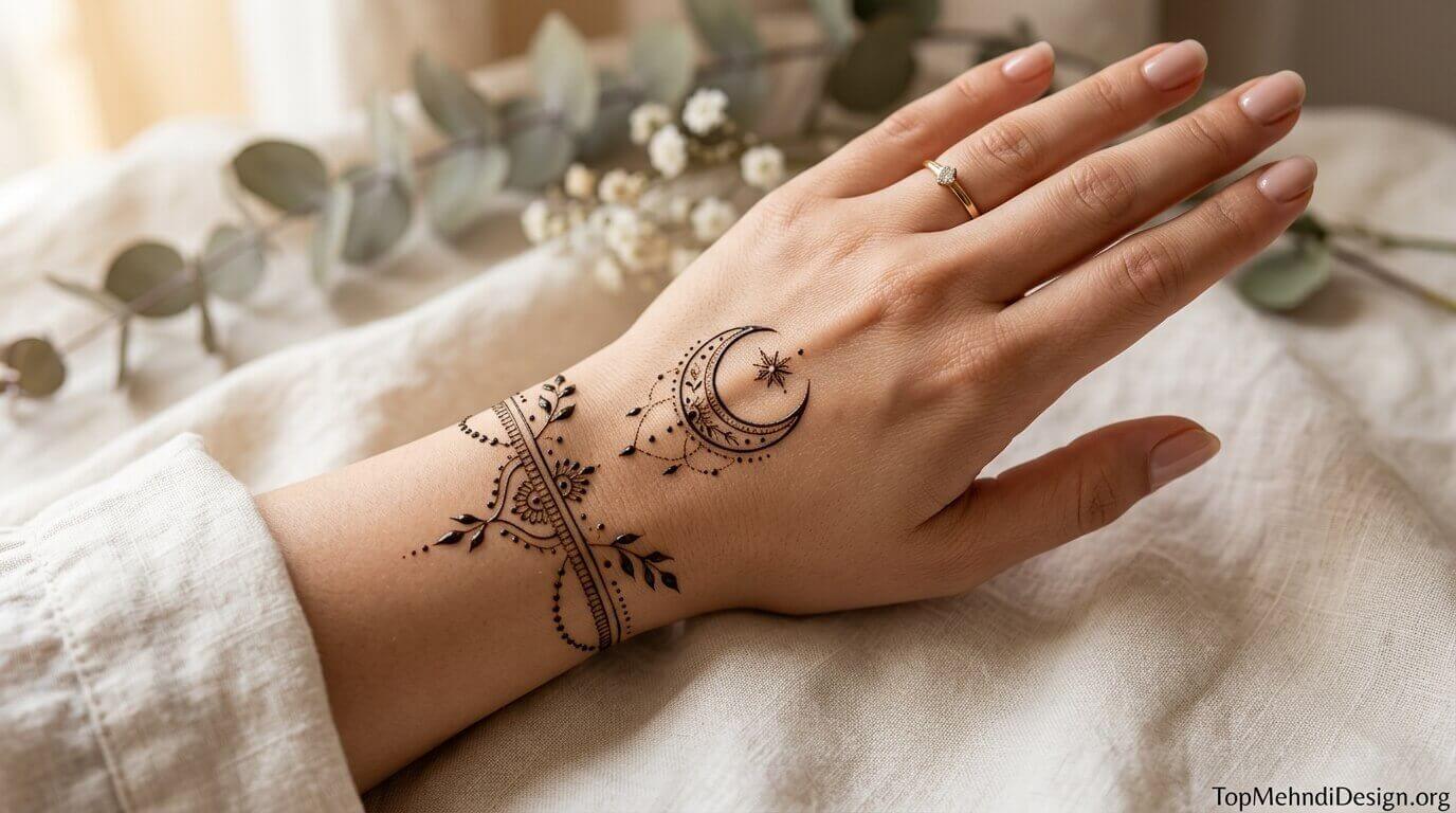 Moon Mehndi Design Simple Easy 2026