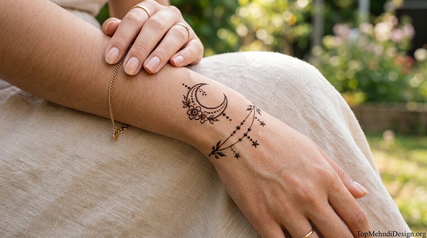 Moon Mehndi Design Simple Easy 2026