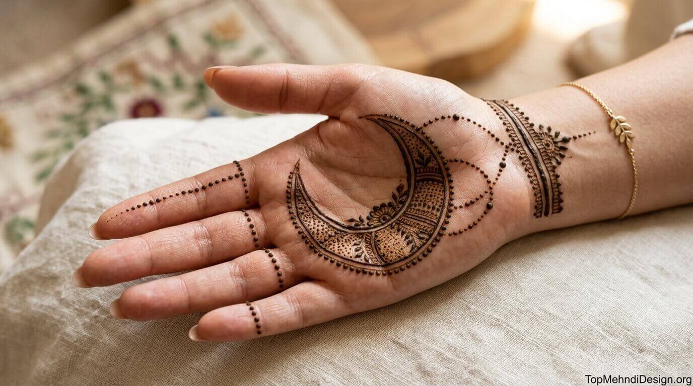 Moon Mehndi Design Simple Easy 2026