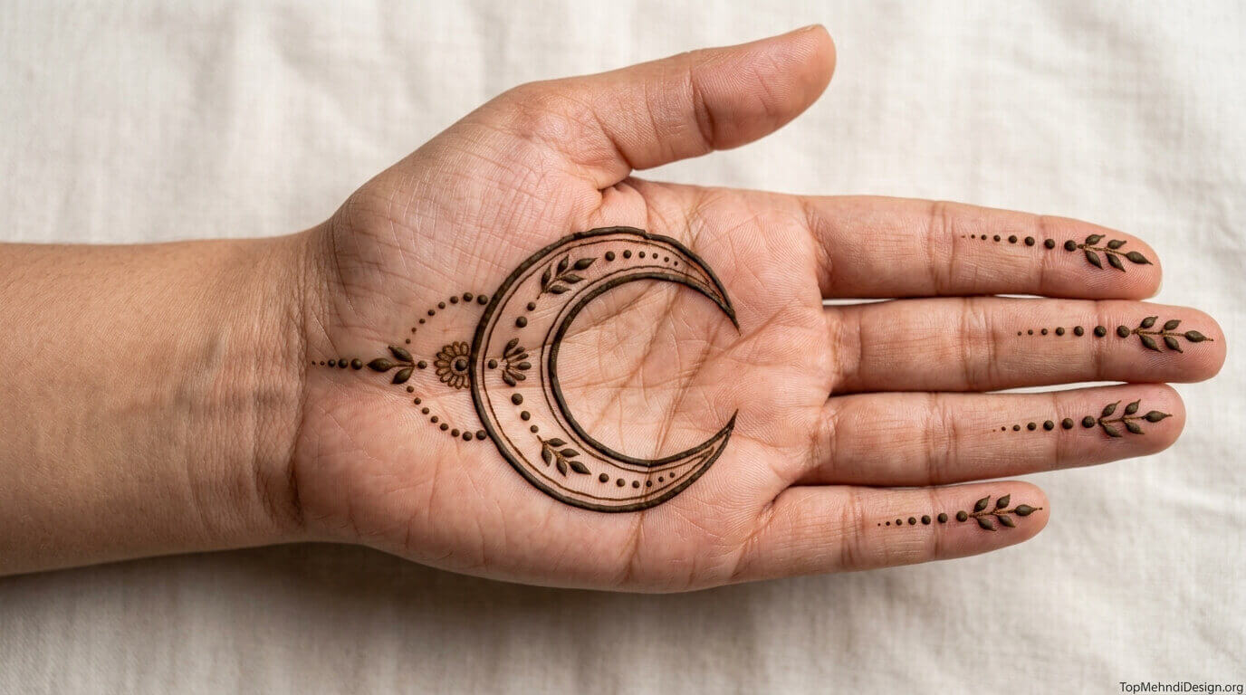 Moon Mehndi Design Simple Easy 2026