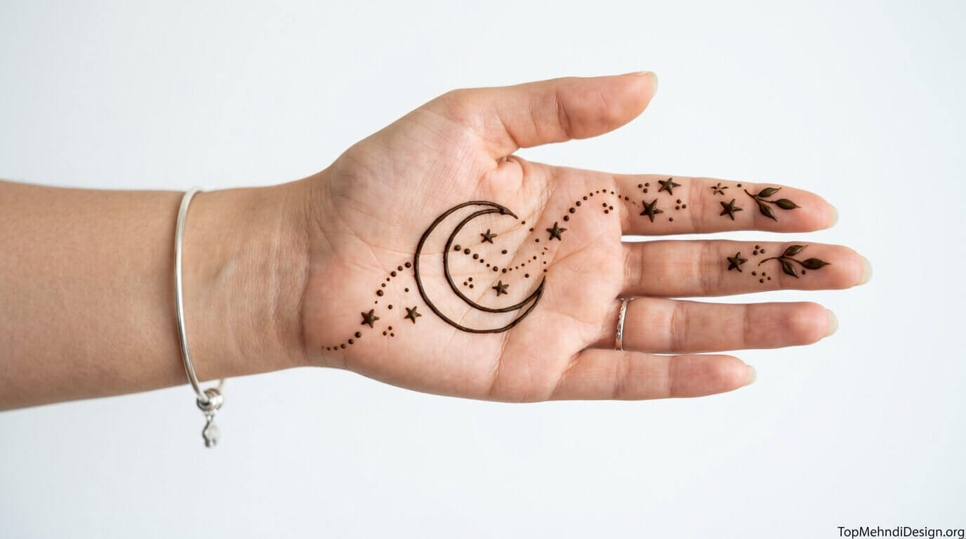 Moon Mehndi Design Simple Easy 2026